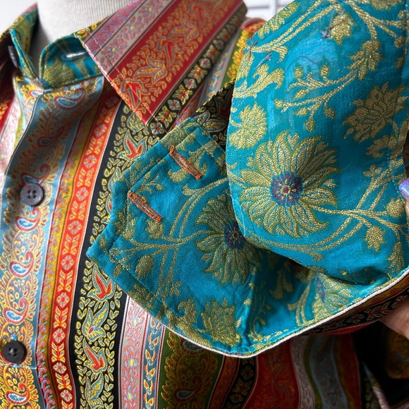 $398 ROBERT GRAHAM SILK LUXURY BUTTON DOWN PAISLEY MEN’S DESIGNER SHIRT SIZE 2XL - Picture 9 of 16